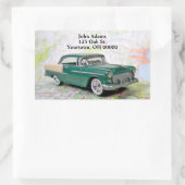 1955 retro auto op wegenkaart rechthoekige sticker (Tas)