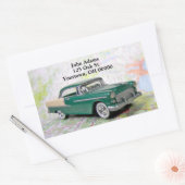 1955 retro auto op wegenkaart rechthoekige sticker (Envelop)