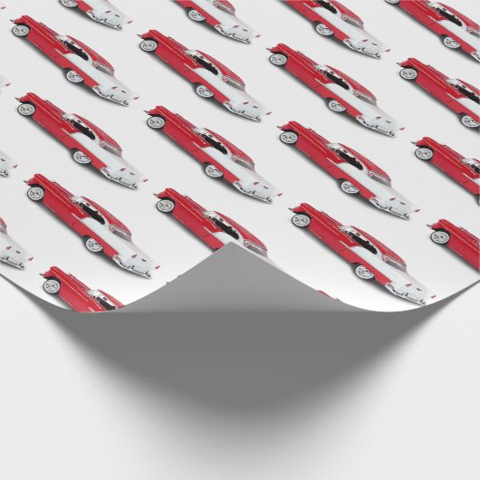  1955 Rood en Wit Chevy Cadeaupapier (Hoek)