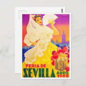 1955 Villa de Sevilla vintage-reis Briefkaart (Voorkant / Achterkant)