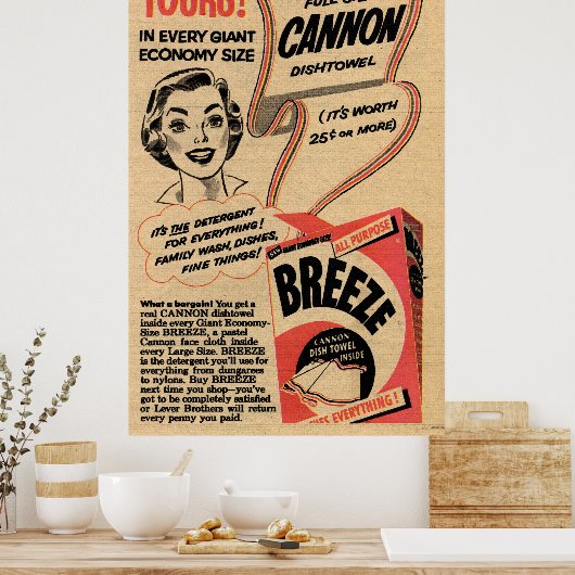 1955  waspoeder en verdraaid schuim poster (Keuken)