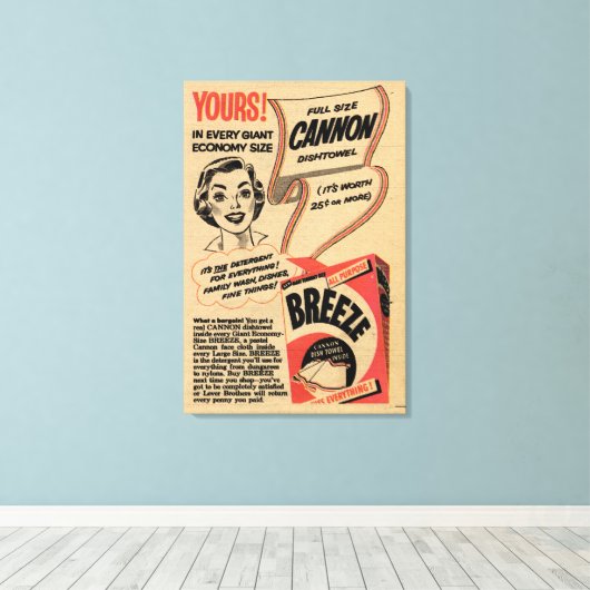 1955 waspoeder omkeren canvas afdruk (Insitu (Houten vloer))