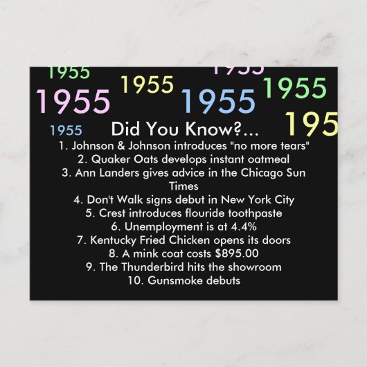 1955 wist je dat? advieskaart (Voorkant)