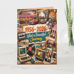 1956-2026 Retro 70e Verjaardagskaart Feestdagen Kaart