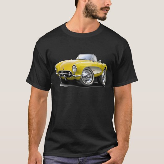 1956-57 Corvette gele auto T-shirt (Voorkant)