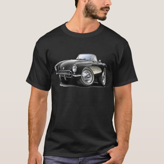 1956-57 Corvette zwarte auto T-shirt (Voorkant)