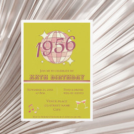 1956 70ste verjaardag retro greenInvitatio Kaart
