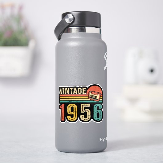 1956 Birthday Idea Music Cassette Tape Retro Bday Sticker (HydroFlask)