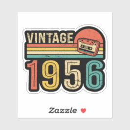 1956 Birthday Idea Music Cassette Tape Retro Bday Sticker