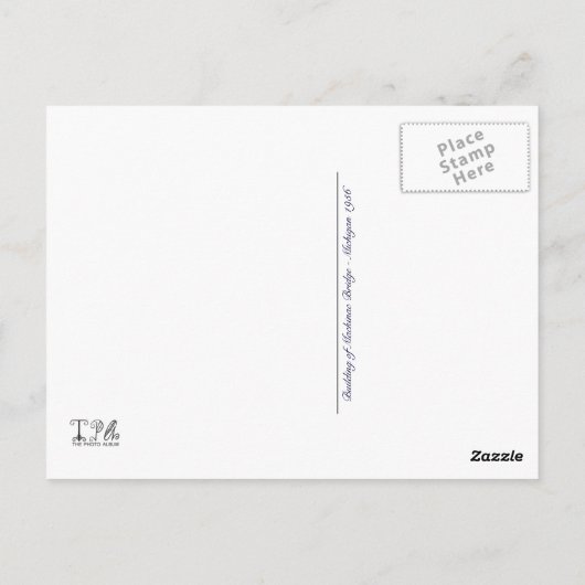 1956 Bouw van de Mackinac Bridge Michigan Briefkaart (Achterkant)