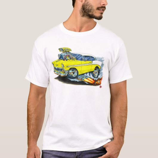 1956 Chevy 150-210 gele auto T-shirt (Voorkant)