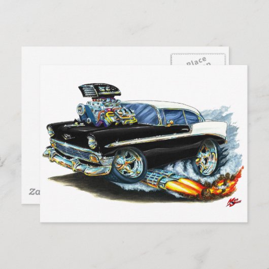 1956 Chevy 150-210 zwarte auto Briefkaart (Voorkant / Achterkant)