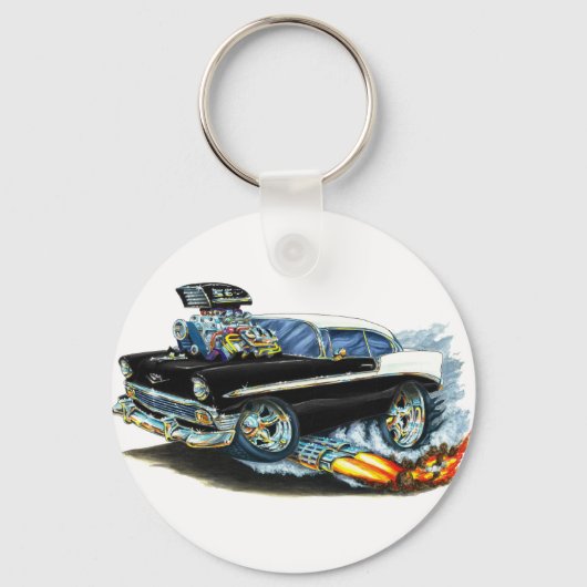 1956 Chevy 150-210 zwarte auto Sleutelhanger (Voorkant)