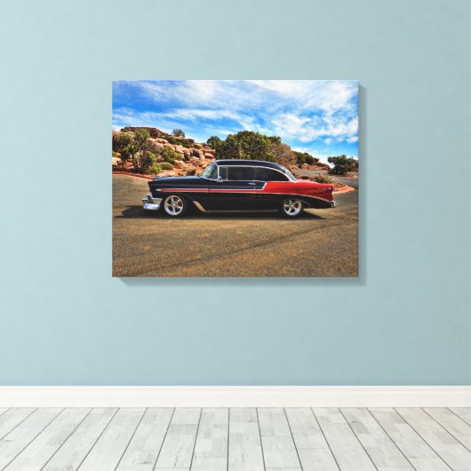 1956 chevy bel air street rod canvas afdruk (Insitu (Houten vloer))