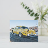 1956 chevy belair gasser op de sleepstrook briefkaart (Staand voorkant)