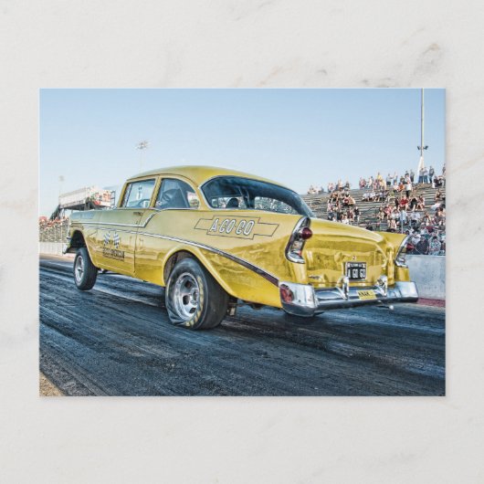 1956 chevy belair gasser op de sleepstrook briefkaart (Voorkant)