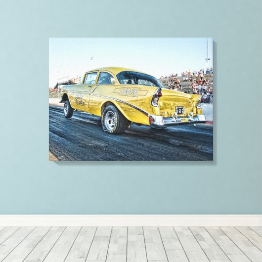 1956 chevy belair gasser op de sleepstrook canvas afdruk (Insitu (Houten vloer))