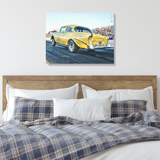 1956 chevy belair gasser op de sleepstrook canvas afdruk (Insitu (Slaapkamer))