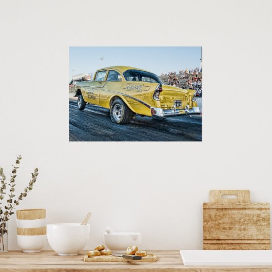 1956 chevy belair gasser op de sleepstrook poster (Keuken)