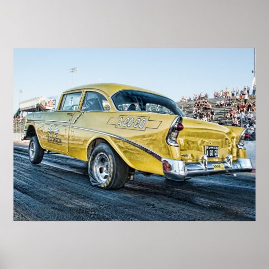 1956 chevy belair gasser op de sleepstrook poster (Voorkant)