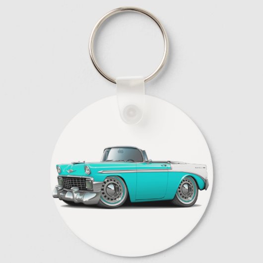 1956 Chevy Belair Turquoise-White Convertible Sleutelhanger (Voorkant)