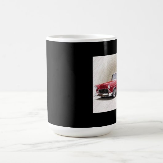 1956 Chevy Red White Digital Art Mok (Center)