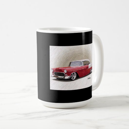 1956 Chevy Red White Digital Art Mok (Voorkant rechts)