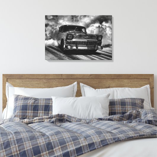 1956 Chevy Tri 5 Nomad Burn Out Canvas Afdruk (Insitu (Slaapkamer))