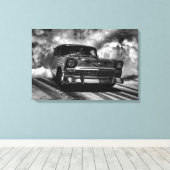 1956 Chevy Tri 5 Nomad Burn Out Canvas Afdruk (Insitu (Houten vloer))