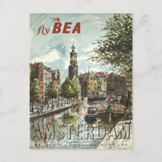 1956 Fly BEA Amsterdam UK Travel Briefkaart
