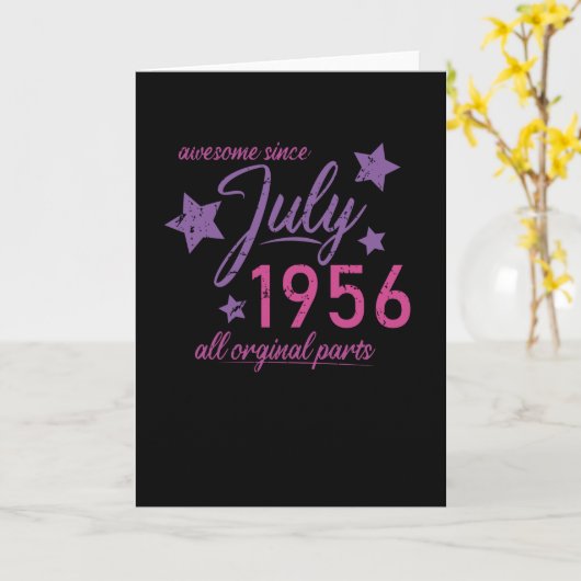 1956 juli Verjaardag Kaart (Gele Bloem)