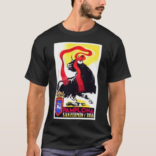 1956 Pamplona Spain Running of the Bulls Poster Cl T-shirt (Voorkant)