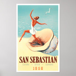 1956 San Sebastian Spanje vintage-reis Poster