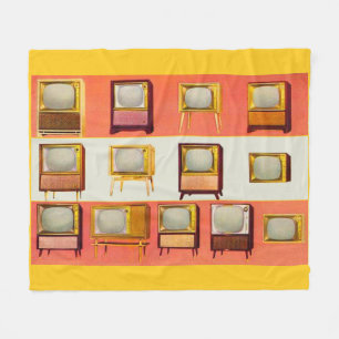 1956 televisietoestellen afdrukken fleece deken