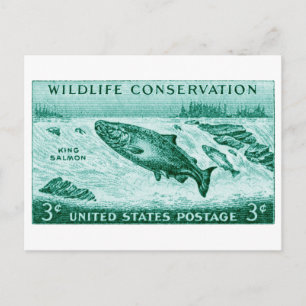 1956 Wildlife Conservation, Salmon Briefkaart