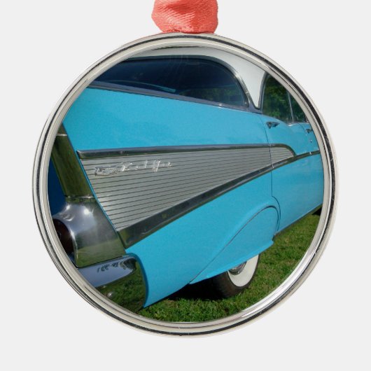 1957 57 Blue Chevy Bel Air Kerstannament Metalen Ornament (Voorkant)