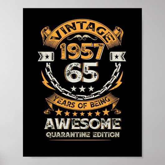 1957 65e verjaardag 65 jaar oud poster (Voorkant)
