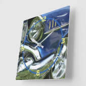 1957 blauwe Chevy Custom-auto, gele nummers Vierkante Klok (Hoek)