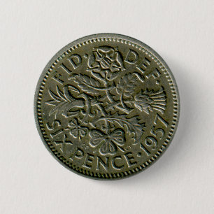 1957 British sixpence-toets Ronde Button 5,7 Cm