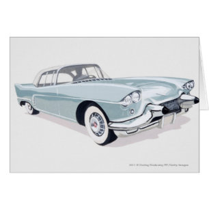 1957 Cadillac met silhouet van de bestuurder binne