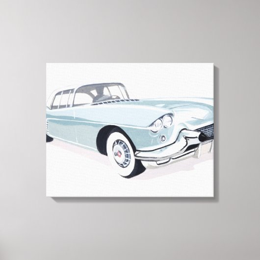 1957 Cadillac met silhouet van de bestuurder binne Canvas Afdruk (Voorkant)