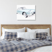 1957 Cadillac met silhouet van de bestuurder binne Canvas Afdruk (Insitu (Slaapkamer))