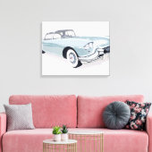 1957 Cadillac met silhouet van de bestuurder binne Canvas Afdruk (Insitu (Woonkamer))