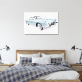 1957 Cadillac met silhouet van de bestuurder binne Canvas Afdruk (Insitu (Slaapkamer))