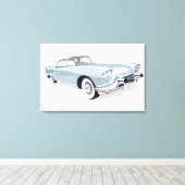 1957 Cadillac met silhouet van de bestuurder binne Canvas Afdruk (Insitu (Houten vloer))