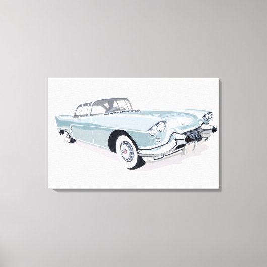 1957 Cadillac met silhouet van de bestuurder binne Canvas Afdruk (Voorkant)