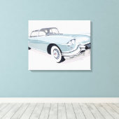 1957 Cadillac met silhouet van de bestuurder binne Canvas Afdruk (Insitu (Houten vloer))