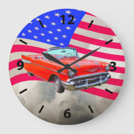 1957 Chevrolet Bel Air Classic Car and US Flag Grote Klok
