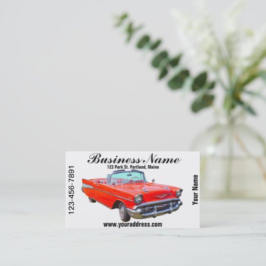 1957 Chevrolet Bel Air Converteerbare Antiek auto Visitekaartje (Staand voorkant)
