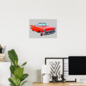 1957 Chevrolet Bel Air Convertible Antiek Auto Poster (Thuiskantoor)